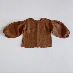 The Simple Folk Organic linen balloon sleeve top in rust